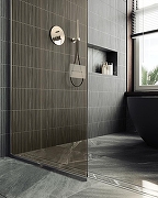 Душевая перегородка Maybah Glass MGD-691-5у 890x1950 в узком профиле Хром матовый стекло бронзовое-5