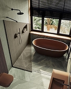 Душевая перегородка Maybah Glass MGD-691-6у 890x1950 в узком профиле Черный стекло бронзовое-3