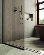 Душевая перегородка Maybah Glass MGD-691-6у 890x1950 в узком профиле Черный стекло бронзовое-4