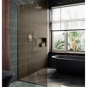 Душевая перегородка Maybah Glass MGD-692-5у 890x1950 в узком профиле Хром матовый стекло бронзовое матовое