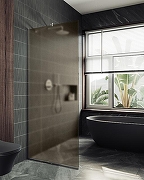 Душевая перегородка Maybah Glass MGD-692-5у 890x1950 в узком профиле Хром матовый стекло бронзовое матовое-1