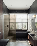 Душевая перегородка Maybah Glass MGD-692-5у 890x1950 в узком профиле Хром матовый стекло бронзовое матовое-2