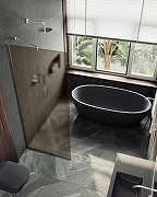 Душевая перегородка Maybah Glass MGD-692-5у 890x1950 в узком профиле Хром матовый стекло бронзовое матовое-4