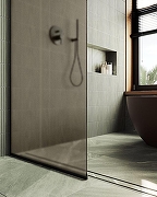 Душевая перегородка Maybah Glass MGD-692-6у 890x1950 в узком профиле Черный стекло бронзовое матовое-5