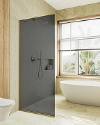 Душевая перегородка Maybah Glass MGD-693-3у 890x1950 в узком профиле Золото стекло графитовое-1