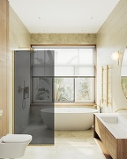 Душевая перегородка Maybah Glass MGD-693-3у 890x1950 в узком профиле Золото стекло графитовое-2