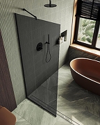 Душевая перегородка Maybah Glass MGD-693-6у 890x1950 в узком профиле Черный стекло графитовое-3