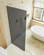 Душевая перегородка Maybah Glass MGD-694-3у 890x1950 в узком профиле Золото стекло графитовое матовое-3