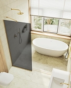 Душевая перегородка Maybah Glass MGD-694-3у 890x1950 в узком профиле Золото стекло графитовое матовое-4