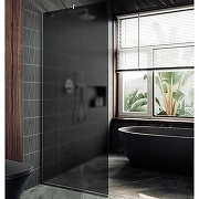 Душевая перегородка Maybah Glass MGD-694-5у 890x1950 в узком профиле Хром матовый стекло графитовое матовое