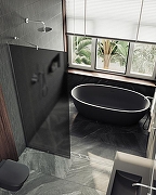 Душевая перегородка Maybah Glass MGD-694-5у 890x1950 в узком профиле Хром матовый стекло графитовое матовое-4