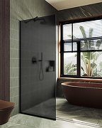 Душевая перегородка Maybah Glass MGD-694-6у 890x1950 в узком профиле Черный стекло графитовое матовое-1