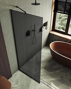 Душевая перегородка Maybah Glass MGD-694-6у 890x1950 в узком профиле Черный стекло графитовое матовое-3