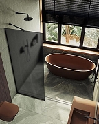 Душевая перегородка Maybah Glass MGD-694-6у 890x1950 в узком профиле Черный стекло графитовое матовое-4