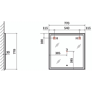 Зеркало Raval Prima 77 Prim.02.77/W/RL с подсветкой с бесконтактным выключателем-4