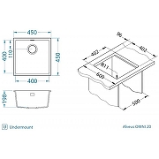Кухонная мойка Alveus Granital Omni 20 Deep Black G90 450x450x198 1150049 Черная матовая-4