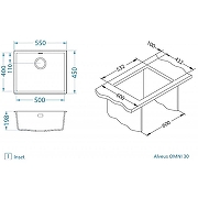Кухонная мойка Alveus Granital Omni 30 Deep Black G90 BE 550x450x198 1150057 Черная матовая-4