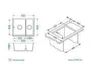 Кухонная мойка Alveus Granital Omni 50 Deep Black G90 BE 750x450x198 1150071 Черная матовая-3
