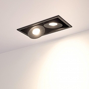 Встраиваемый светильник Arlight CL-SIMPLE-S148x80-2x9W Warm3000 (BK, 45 deg) 028151 цвет плафона/подвески Черный, цвет арматуры Черный-4