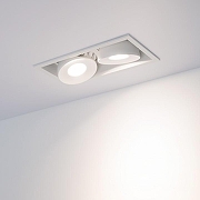 Встраиваемый светильник Arlight CL-SIMPLE-S148x80-2x9W Day4000 (WH, 45 deg) 028150 цвет плафона/подвески Белый, цвет арматуры Белый-2