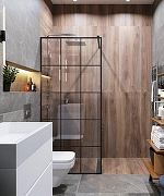 Душевая перегородка Ceruttispa Muza 80 MUZA T80 9441 профиль Черный матовый стекло прозрачное-3