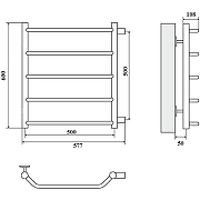 Водяной полотенцесушитель Domoterm Лаура П5 500x600-500 Хром-2