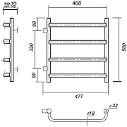 Водяной полотенцесушитель Domoterm Стефано П4 400x500-320 Хром-2