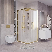 Душевой уголок Grossman Cosmo 100х100 300.K33.02.1010.32.00 профиль Золото сатин стекло прозрачное-2