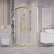 Душевой уголок Grossman Cosmo 100х100 300.K33.02.1010.32.00 профиль Золото сатин стекло прозрачное-3
