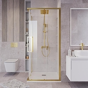Душевой уголок Grossman Cosmo 100х100 300.K33.02.1010.32.00 профиль Золото сатин стекло прозрачное-4