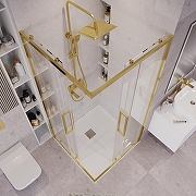 Душевой уголок Grossman Cosmo 100х100 300.K33.02.1010.32.00 профиль Золото сатин стекло прозрачное-5