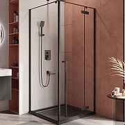 Душевой уголок Cezares Liner 90x90 R LINER-A-1-90-C-NERO-R профиль Черный матовый стекло прозрачное
