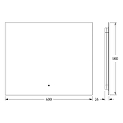 Зеркало Defesto Glow 60х50 DF 2513RH с подсветкой 19W-3000К/с фацетом/ИК - выключатель/Теплый белый свет-2