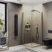 Душевой уголок Maybah Glass MGY-1345-5 1000x1000x1975 на монопетле Хром матовый стекло прозрачное-1