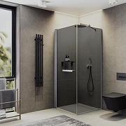 Душевой уголок Maybah Glass MGY-1321-5 900x900x1975 на монопетле Хром матовый стекло графитовое-1