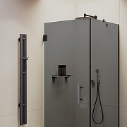 Душевой уголок Maybah Glass MGY-1309-6 1000x1000x1950 на петлях Черный стекло графитовое-1