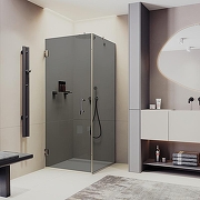 Душевой уголок Maybah Glass MGY-1308-4 900x900x1950 на петлях Хром глянцевый стекло графитовое