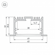 Профиль алюминиевый Arlight SL-LINIA62-F-2500 ANOD+OPAL 020470 цвет опал-2