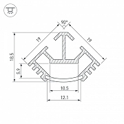 Профиль алюминиевый Arlight T45-2000 (CT) ANOD 016942 Серебристый-2