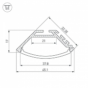 Профиль алюминиевый Arlight KLUS-P45-2000 ANOD 020898 IP 20-2