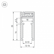 Профиль алюминиевый Arlight KLUS-GLASS-810-2000 ANOD 019191 IP 20-4