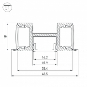 Профиль алюминиевый Arlight ARH-TRI-D-2000 ANOD 018829 цвет серый-2
