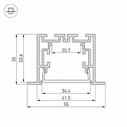 Профиль алюминиевый Arlight S2-LINIA55-F-2500 ANOD+OPAL 021176 цвет опал-3