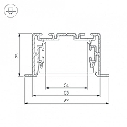 Профиль алюминиевый Arlight S2-LINIA69-F-2500 ANOD+OPAL 021177 цвет опал-3