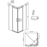 Душевой уголок Grossman Classic 90х90 300.K33.04.9090.10.00 профиль Хром стекло прозрачное-10