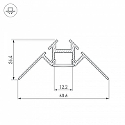 Профиль алюминиевый Arlight ARH-DECORE-S12-INT-2000 ANOD внутренний 023868 IP 20-3