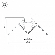 Профиль алюминиевый Arlight ARH-DECORE-S12-INT-2000 ANOD внутренний 023868 IP 20-4