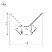 Профиль алюминиевый Arlight ARH-DECORE-S12-EXT-2000 ANOD внешний 023889 IP 20-3