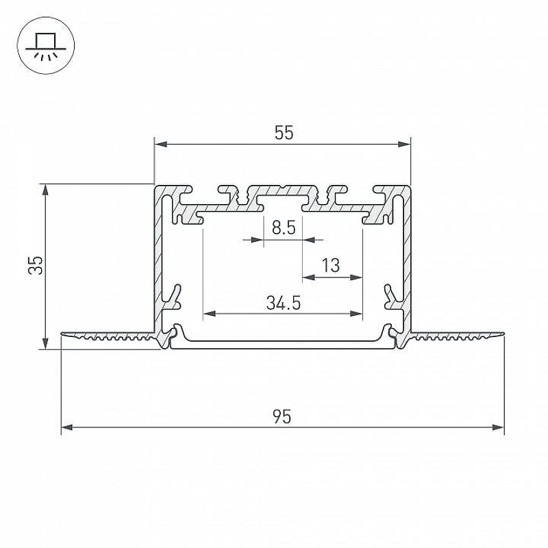 Профиль алюминиевый Arlight 029507 встраиваемый 