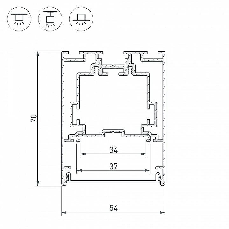 Профиль алюминиевый Arlight S2-Line 029440 накладной 